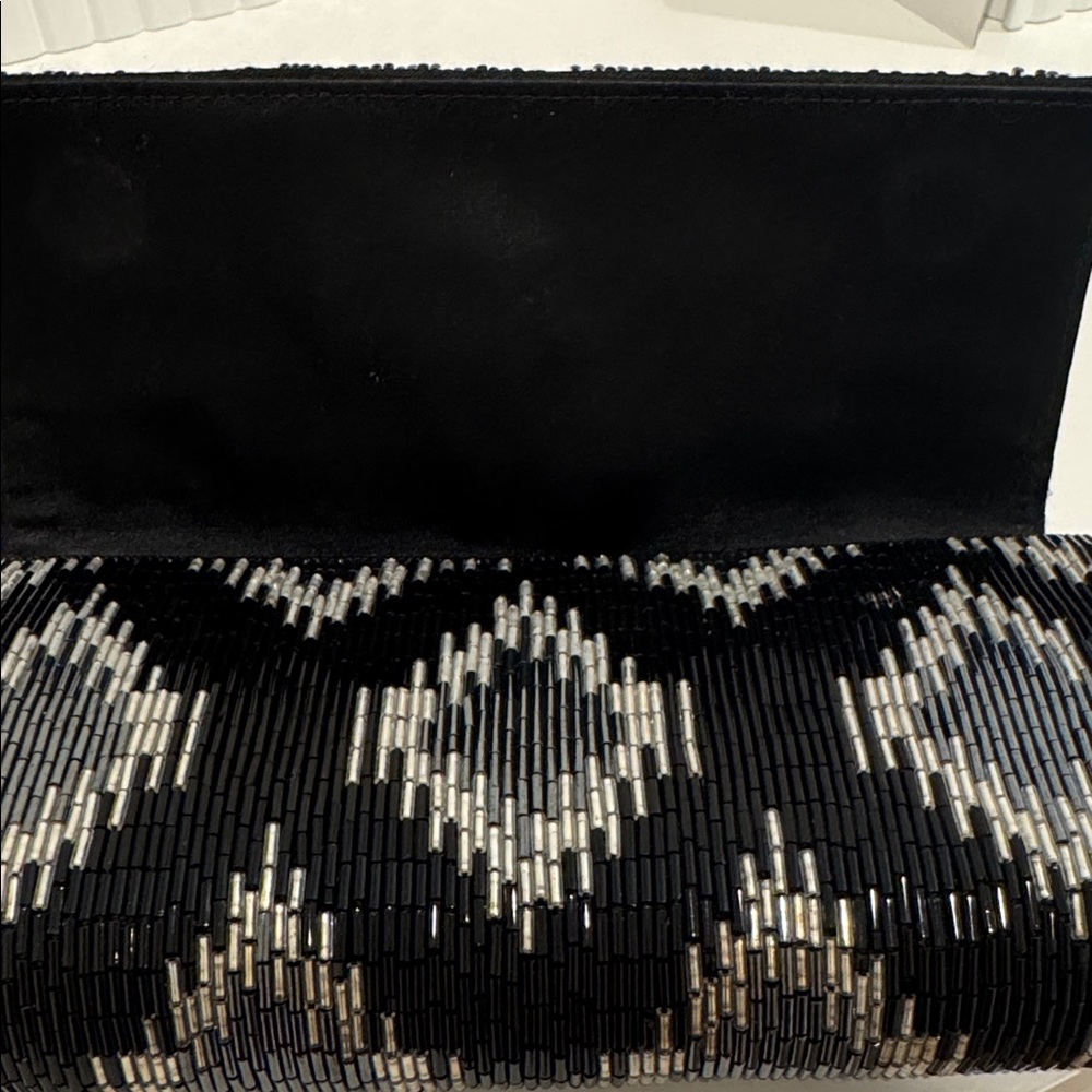 Preowned Inge Christopher Evening Bag With Black, Gray/blue,  And Silver Beads - Picture 11 of 11
